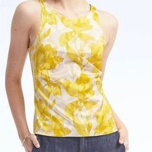 Banana Republic yellow floral peplum top